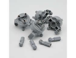 !АНАЛОГ!  Technic, Steering Axle with 2 Pin Holes, 2 Axle Holes and 2 Tow Ball Arms with Light Bluish Gray Wheel Hub(АНАЛОГ), Light Bluish Gray (46490c010)