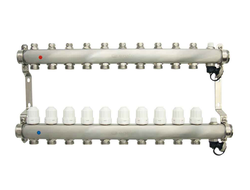 Коллекторная группа ONDO для радиаторной разводки (10 контуров) в сборе с термостатическими и запорными клапанам
