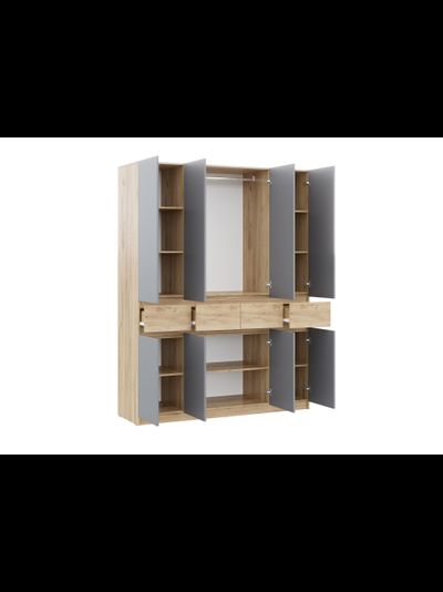 Бостон Лайт Шкаф ШК-004 (4-ств.) Дуб Крафт золотой / Серый шифер