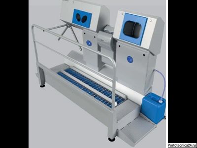 Санпропускник SANICARE-DYSON-1000-B-R для дез.рук и ног, мытья и сушки рук, с контр. прохода (прав.)