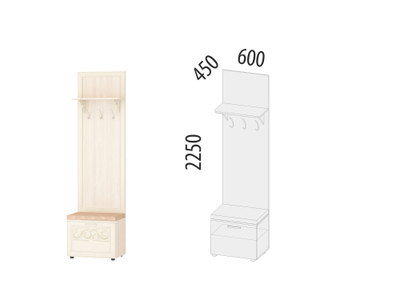 Панель с крючками 47.09.1  комбинированная Тиффани