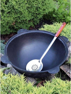 Узбекский чугунный казан 10 литров (алюминиевая крышка, плоское дно)