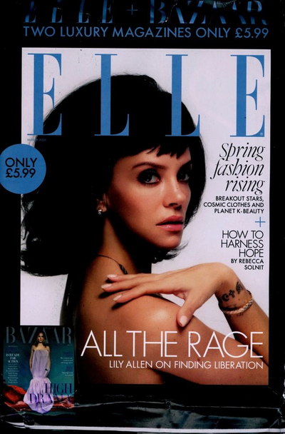 Elle UK Magazine March 2026 Lily Allen Cover + Harper's Bazaar UK Magazine March 2026  Rebecca Ferguson Cover Two Magazines In One Pack