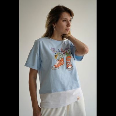 ЖЕНСКИЙ КОСТЮМ &quot;ЦВЕТОЧНЫЕ КЕДЫ&quot; ГОЛУБОЙ