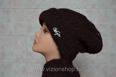 Вязаная женская шапка с отворотом и шарф из модной коллекции шапок для женщин 2018