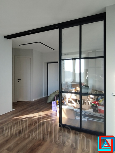 Перегородка-телескоп КАСКАД из 3-х створок в створе проема