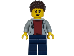 Sports Car Driver - Female, Light Bluish Gray Hoodie with Dark Red Shirt, Dark Blue Legs, Dark Brown Hair, n/a (cty1813)