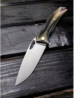 Складной нож Бизон сталь ELMAX, рукоять G10, цвет тайга