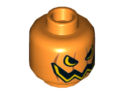 Minifigure, Head Pumpkin Jack O' Lantern Open Semicircular Eyes with Vertical Lines on Back Pattern -  Hollow Stud, Orange (3626cpb1522 / 6143944)