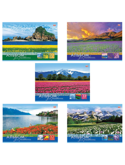 Альбом для рисования, А4, 32 листа, скоба, обложка картон, HATBER VK, 205х290 мм, "Мир в цветах", 32А4С, A212561
