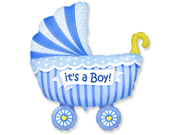 Шар (42''/107 см) Фигура, Коляска для мальчика, Голубой