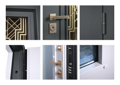 Стальная дверь   Изумруд с окном и лазерной резкой (терморазрыв 3к)