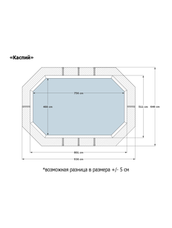 Деревянный большой бассейн 7,5 х 4,6 м "Каспий" от Кристалл глубиной 130 см