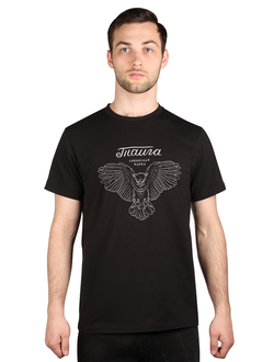 Футболка Тайга с принтом "Сова" черного цвета