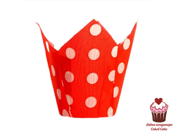 Форма для выпечки Тюльпан Красный в горох, 12 шт