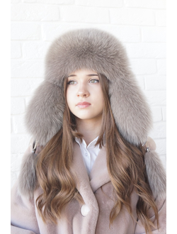 Ушанка "Полярная звезда" цвет кофе с молоком + кофе с молоком