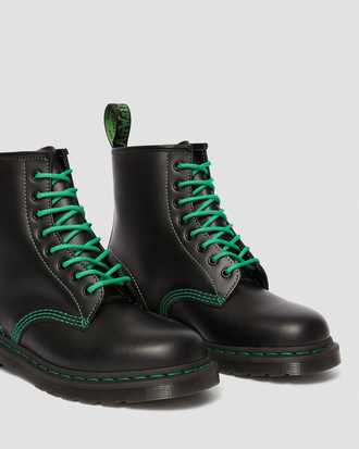 Обувь Dr Martens 1460 Black Smooth Contrast Green Stitch