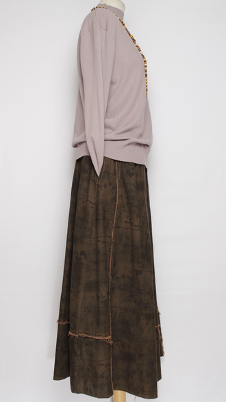 ЮБКА "Веточки винтажная"  коричневая до р.52