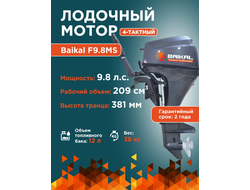 ЛОДОЧНЫЙ МОТОР BAIKAL F9.8HP 4-тактный