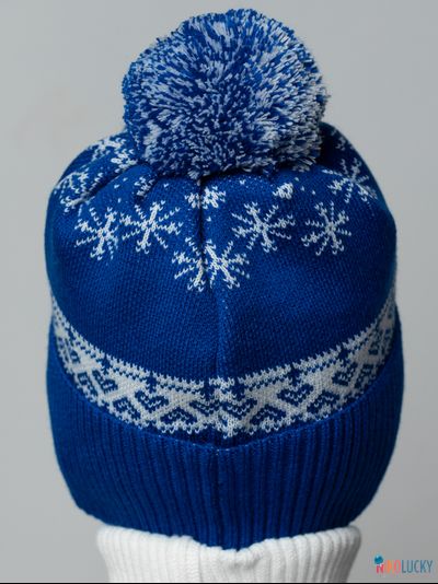 Шапка 20202-01 подклад 100% полиэстер, ярко-синий, белый 58