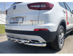 Защита заднего бампера двойная с перемычками d60/42 для Changan CS55 2018-
