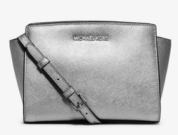 Сумка Michael Kors Selma Medium Saffiano женская (Серебряная)