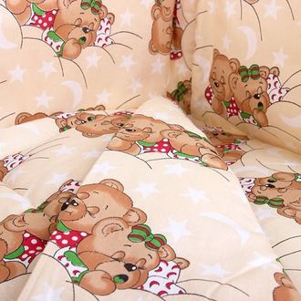 Наволочка на молнии к подушке Биосон U 280 хлопок Мишки на бежевом