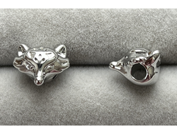 Бусина родий 10х11мм лиса