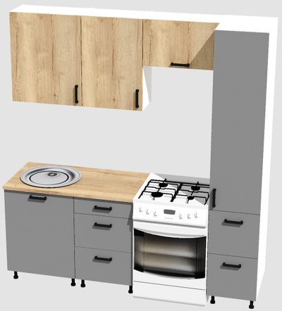 Кухня Эконом 1,5 метра с колонкой (1100х400) Цвет: Дуб Вотан/Базальт