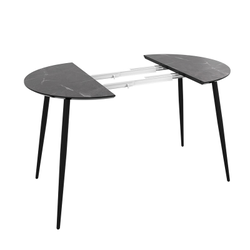 Орфей 4 стол круглый раздвижной d 850 (1450) Мрамор анкара/черный муар