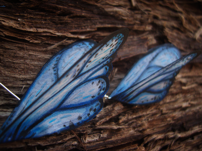 "Тайны небесных сфер", серьги с шёлковыми крылышками