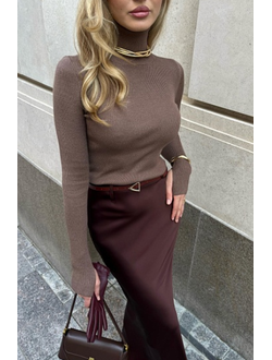 Водолазка с отверстием для большого пальца (коричневый)