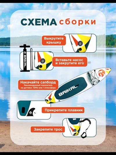 Доска SUP BAIKAL 335  бирюзовая