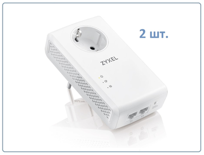 ZYXEL PLA5456-EU0201F. Гигабитный адаптер Powerline для построения быстрой и стабильно работающей домашней сети с 2 портами LAN (комплект 2 шт.)