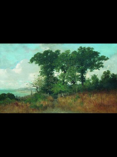 Картина обогреватель, репродукция Арсения Мещерского Возле моря, Пейзаж с изгородью