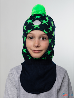 Шапка-шлем 20202-08, цвет темно-синий,салатовый р. 50-52