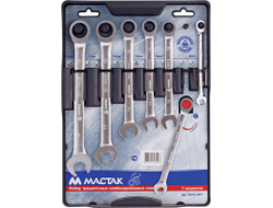 Набор комбинированных трещоточных ключей, 8-19 мм, 7 предметов МАСТАК 0213-07T