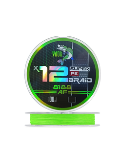 .Плетеный шнур "X12" SUPER PE 100м #0.12/ 20.0кг (1уп-5шт)