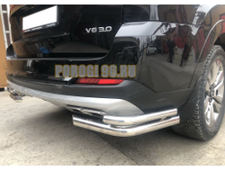 Защита заднего бампера угловая двойная (кроме Корейских производителей авто) d60/42 для Kia Mohave (2021-...)