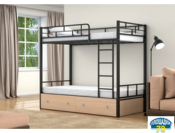 Двухъярусная кровать Валенсия Черный ящики дуб молочный Томск