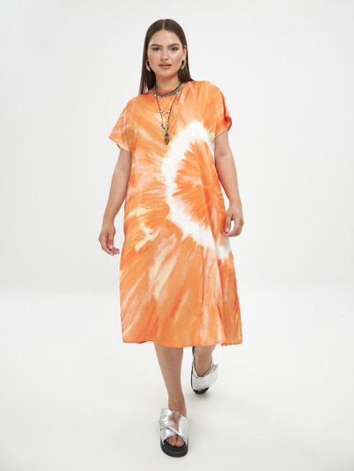 Летнее платье их хлопка с разводами "солнце"