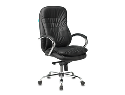 Кресло руководителя Бюрократ T-9950 черный кожа крестов. металл хром