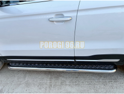 Пороги с накладным листом Папа Тюнинг d53 для BELGEE X70 2024-