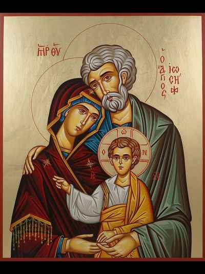 Святое семейство. Рукописная православная икона.