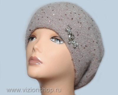 Вязаный берет розового цвета для женщин зимний италия Vizio