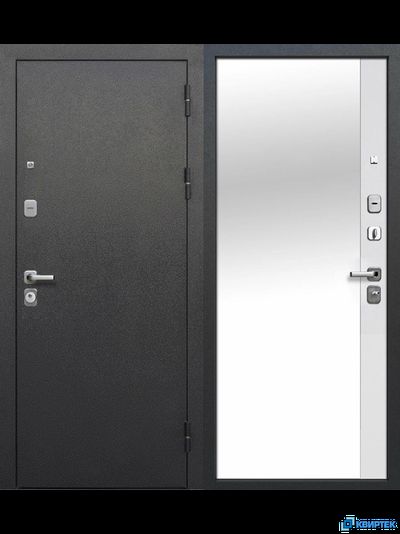 Дверь входная металлическая Феррони 9 см Серебро Зеркало купить в Челябинске | КВИРТЕК