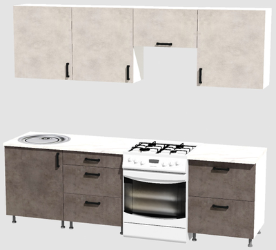 Кухня Эконом 1,8 метра (600х600х600) Цвет: Цемент светлый/Цемент темный