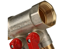 Коллектор распределительный STOUT с шаровыми кранами 1", 2 отвода 1/2" (синие ручки) (Арт. SMB 6210