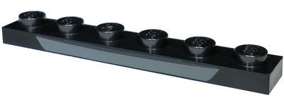 Plate 1 x 6 with Dark Bluish Gray Curved Shape and Dotted Lines Pattern, Black (3666pb01 / 6437919)