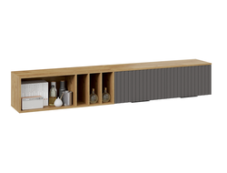 Детская ХИЛТОН - Шкаф настенный с полкой (2040) Дуб Крафт золотой/Графит матовый